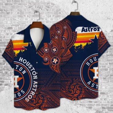 Houston Astros Tribal Blaze Hawaiian - Adult & Kids T-Shirts, Sweatshirts & Hoodies apparel design preview 1