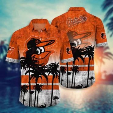 Baltimore Orioles Sunset Palms Hawaiian - Adult & Kids T-Shirts, Sweatshirts & Hoodies apparel design preview 1