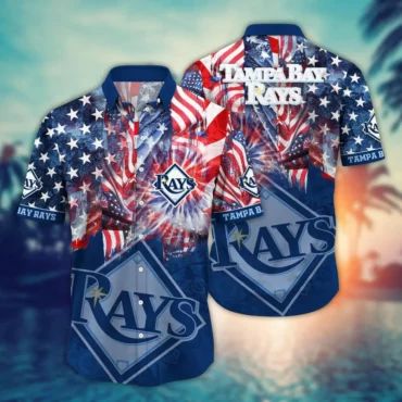 Tampa Bay Rays Patriotic Fireworks Hawaiian - Adult & Kids T-Shirts, Sweatshirts & Hoodies apparel design preview 1
