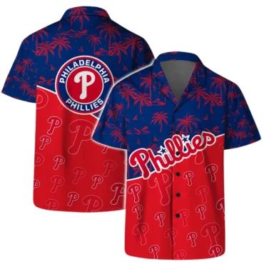 Philadelphia Phillies Team Logo Palm Leaf Pattern - Adult & Kids T-Shirts, Sweatshirts & Hoodies apparel design preview 1