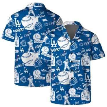 Los Angeles Dodgers Baseball Doodle Hawaiian - Adult & Kids T-Shirts, Sweatshirts & Hoodies apparel design preview 1