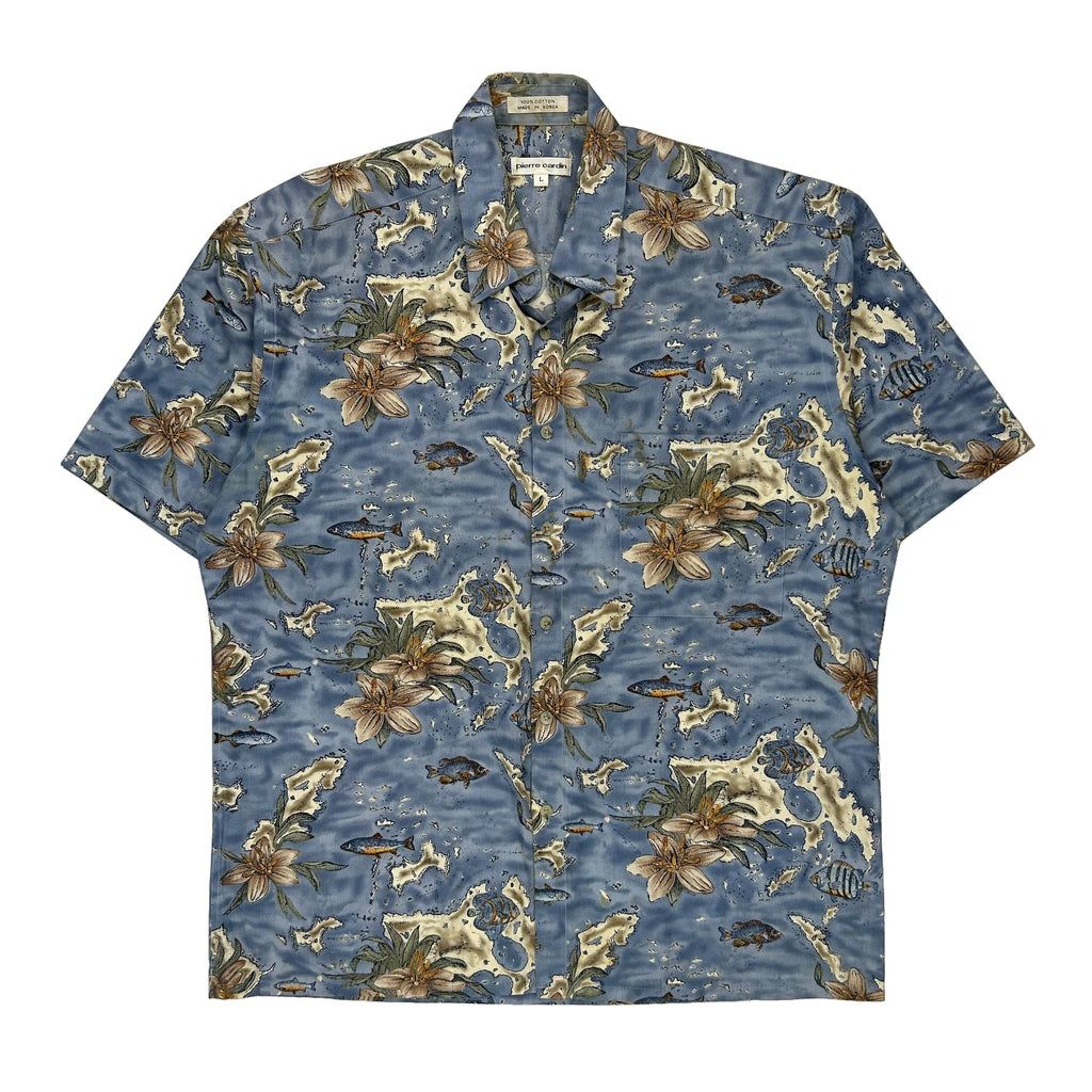 Pierre Cardin Floral Hawaiian Large Blue Cotton - Adult & Kids T-Shirts, Sweatshirts & Hoodies apparel design preview 1