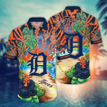 Detroit Tigers Volcanic Island Hawaiian - Adult & Kids T-Shirts, Sweatshirts & Hoodies apparel design preview 1