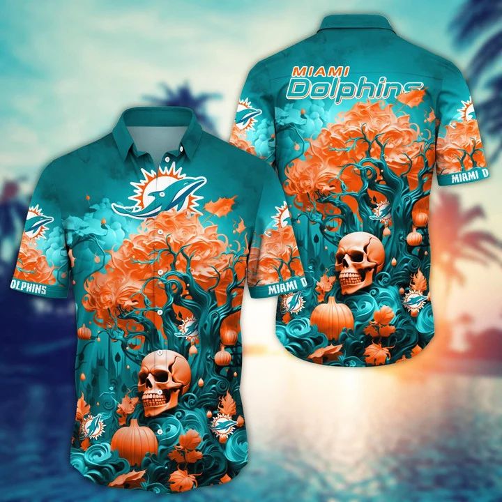 Miami Dolphins Hawaiian Halloween Spirit Football Fan - Adult & Kids T-Shirts, Sweatshirts & Hoodies apparel design preview 1