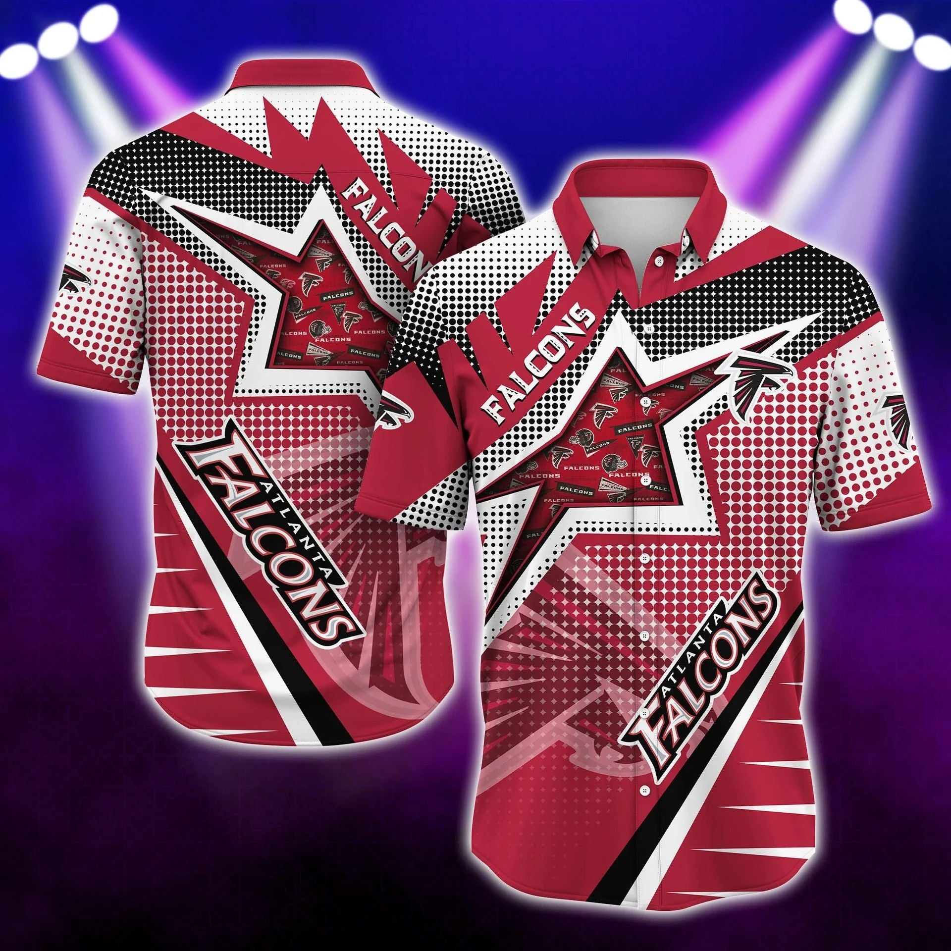 Atlanta Falcons Hawaiian Starburst Design 762703 - Adult & Kids T-Shirts, Sweatshirts & Hoodies apparel design preview 1