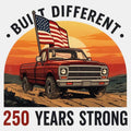 Built Different: 250 Years Strong - Adult & Kids T-Shirts, Sweatshirts & Hoodies apparel design preview 1