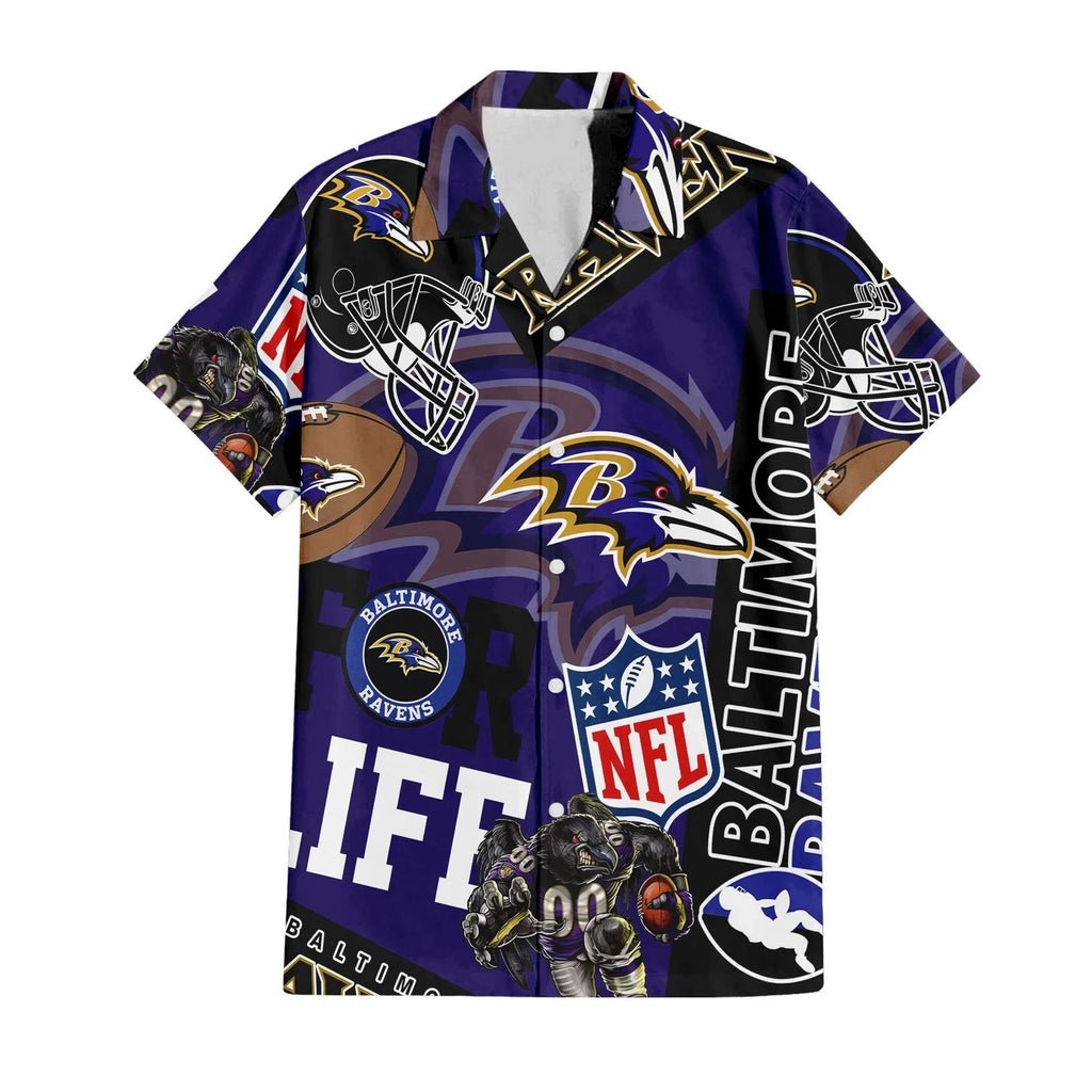 Baltimore Ravens Hawaiian For Life 119447 - Adult & Kids T-Shirts, Sweatshirts & Hoodies apparel design preview 1