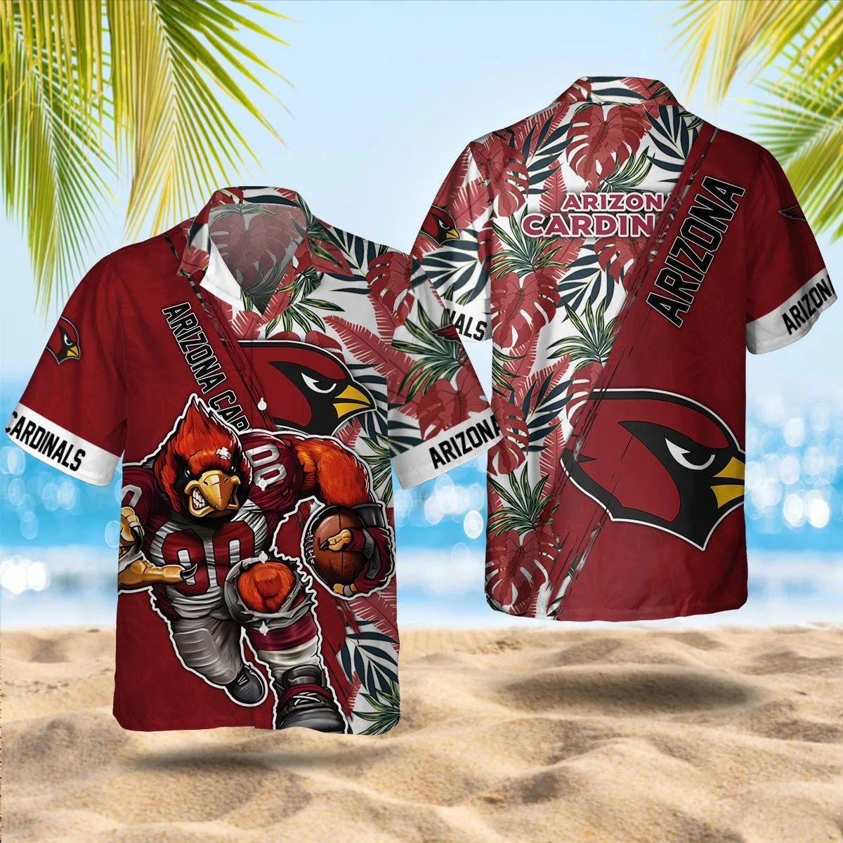 Arizona Cardinals Hawaiian Tropical Warrior Design - Adult & Kids T-Shirts, Sweatshirts & Hoodies apparel design preview 1