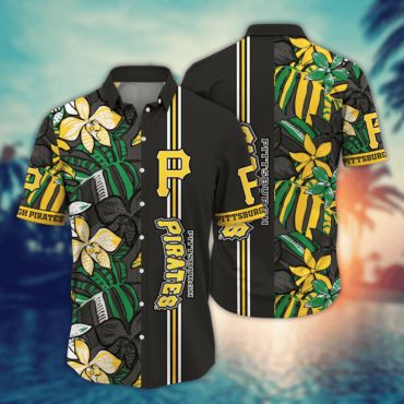 Pittsburgh Pirates Tropical Jungle Stripe Hawaiian - Adult & Kids T-Shirts, Sweatshirts & Hoodies apparel design preview 1