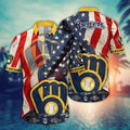Milwaukee Brewers Stars Stripes Pride Hawaiian - Adult & Kids T-Shirts, Sweatshirts & Hoodies apparel design preview 1
