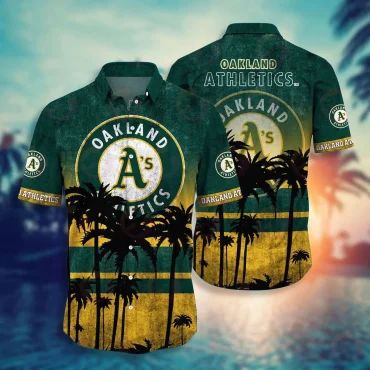 Oakland Athletics Sunset Palms Hawaiian - Adult & Kids T-Shirts, Sweatshirts & Hoodies apparel design preview 1