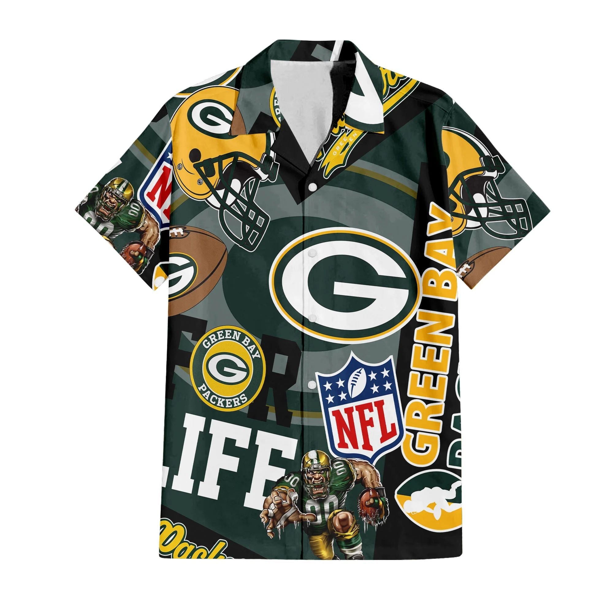 Green Bay Packers Hawaiian For Life 118844 - Adult & Kids T-Shirts, Sweatshirts & Hoodies apparel design preview 1