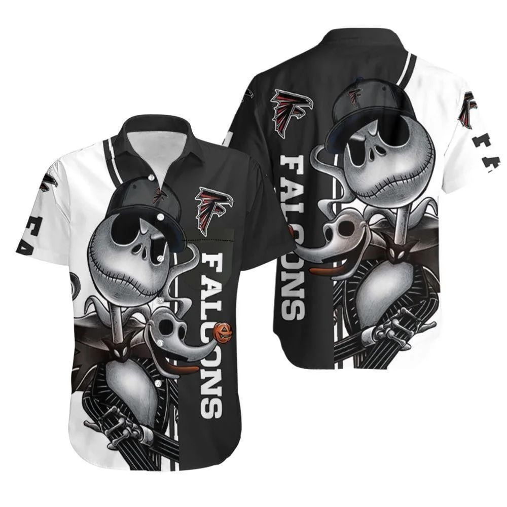 Atlanta Falcons Jack Skellington Zero Hawaiian by - Adult & Kids T-Shirts, Sweatshirts & Hoodies apparel design preview 1