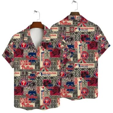 Philadelphia Phillies Retro Patchwork Hawaiian - Adult & Kids T-Shirts, Sweatshirts & Hoodies apparel design preview 1