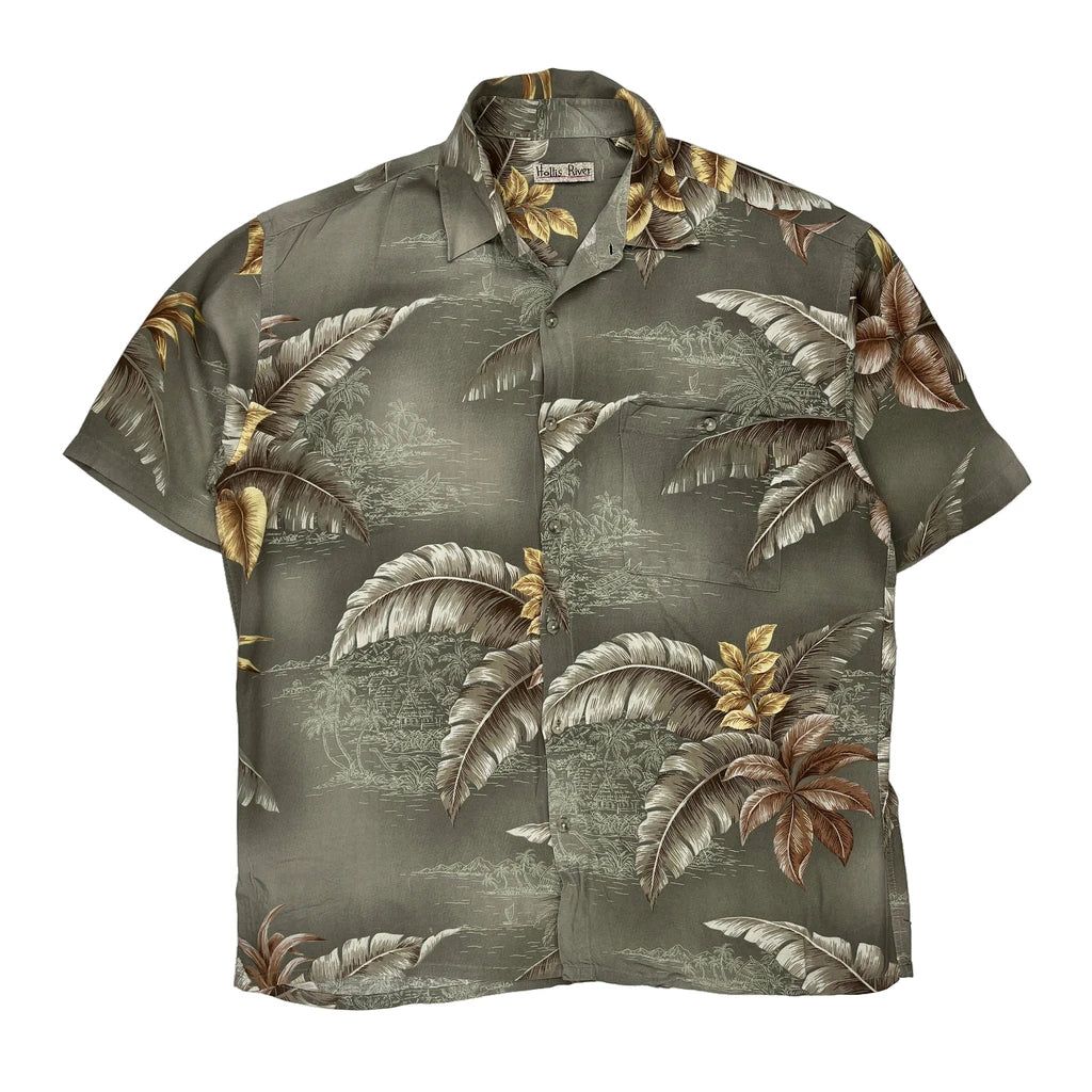Hollis River Floral Hawaiian Large Grey Cotton - Adult & Kids T-Shirts, Sweatshirts & Hoodies apparel design preview 1