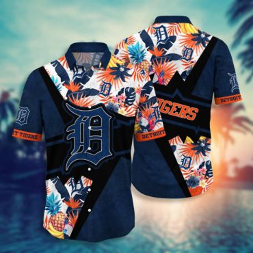 Detroit Tigers Tropical Color Block Hawaiian - Adult & Kids T-Shirts, Sweatshirts & Hoodies apparel design preview 1