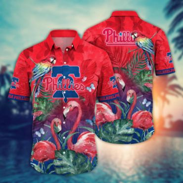 Philadelphia Phillies Flamingo Escape Hawaiian - Adult & Kids T-Shirts, Sweatshirts & Hoodies apparel design preview 1