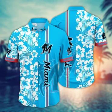Miami Marlins Hibiscus Wave Hawaiian - Adult & Kids T-Shirts, Sweatshirts & Hoodies apparel design preview 1