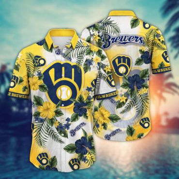 Milwaukee Brewers Island Bloom Hawaiian - Adult & Kids T-Shirts, Sweatshirts & Hoodies apparel design preview 1