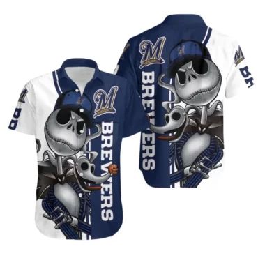Milwaukee Brewers Skeleton Cool Vibe Hawaiian - Adult & Kids T-Shirts, Sweatshirts & Hoodies apparel design preview 1