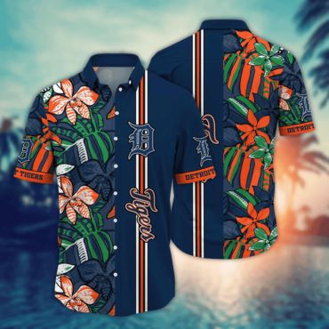 Detroit Tigers Tropical Stripe Hawaiian - Adult & Kids T-Shirts, Sweatshirts & Hoodies apparel design preview 1