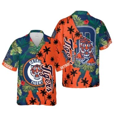 Detroit Tigers Sunset Palms Hawaiian - Adult & Kids T-Shirts, Sweatshirts & Hoodies apparel design preview 1