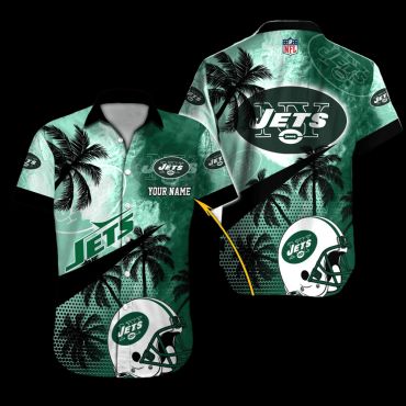 Personalized New York Jets Tropical Helmet Hawaiian - Adult & Kids T-Shirts, Sweatshirts & Hoodies apparel design preview 1