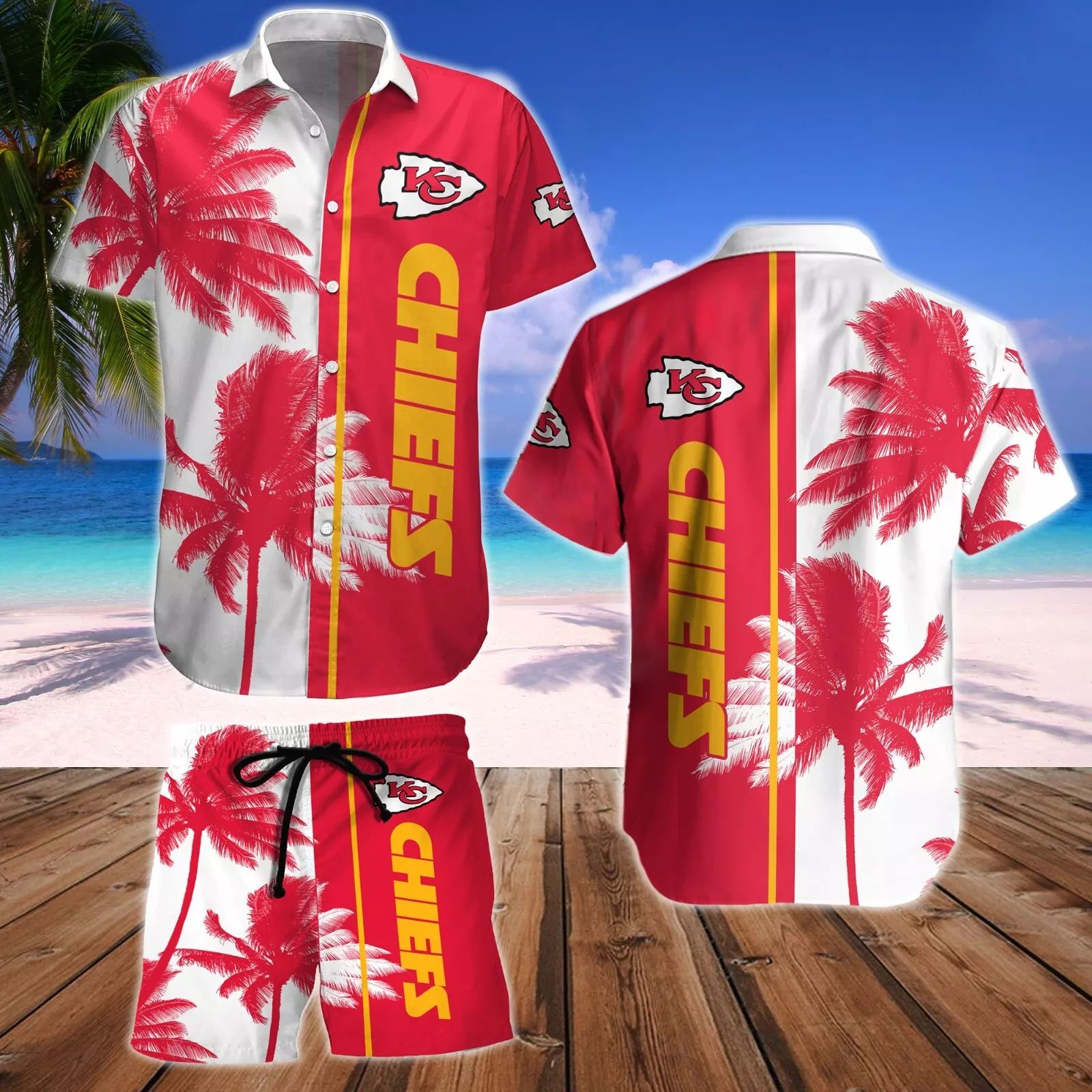 Kansas City Chiefs Hawaiian Tropical Vibes 966410 - Adult & Kids T-Shirts, Sweatshirts & Hoodies apparel design preview 1