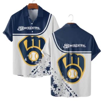 Milwaukee Brewers Bold Emblem Hawaiian - Adult & Kids T-Shirts, Sweatshirts & Hoodies apparel design preview 1
