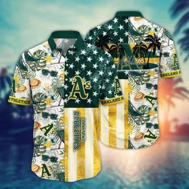 Oakland Athletics Tropical Flag Hawaiian - Adult & Kids T-Shirts, Sweatshirts & Hoodies apparel design preview 1