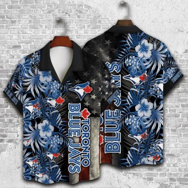 Toronto Blue Jays Stars Stripes Hawaiian - Adult & Kids T-Shirts, Sweatshirts & Hoodies apparel design preview 1