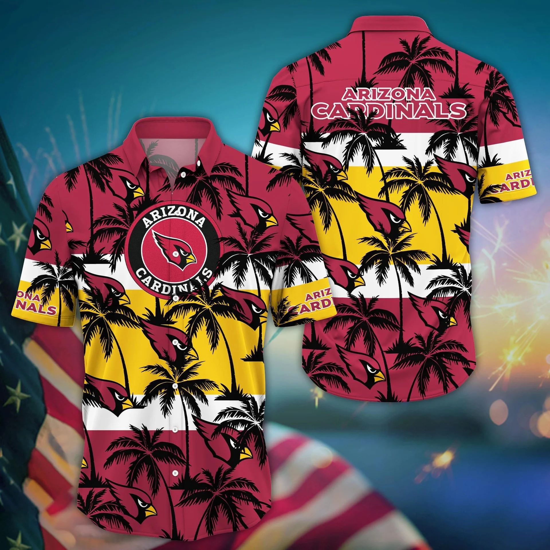 Arizona Cardinals Hawaiian Tropical Horizon Design - Adult & Kids T-Shirts, Sweatshirts & Hoodies apparel design preview 1