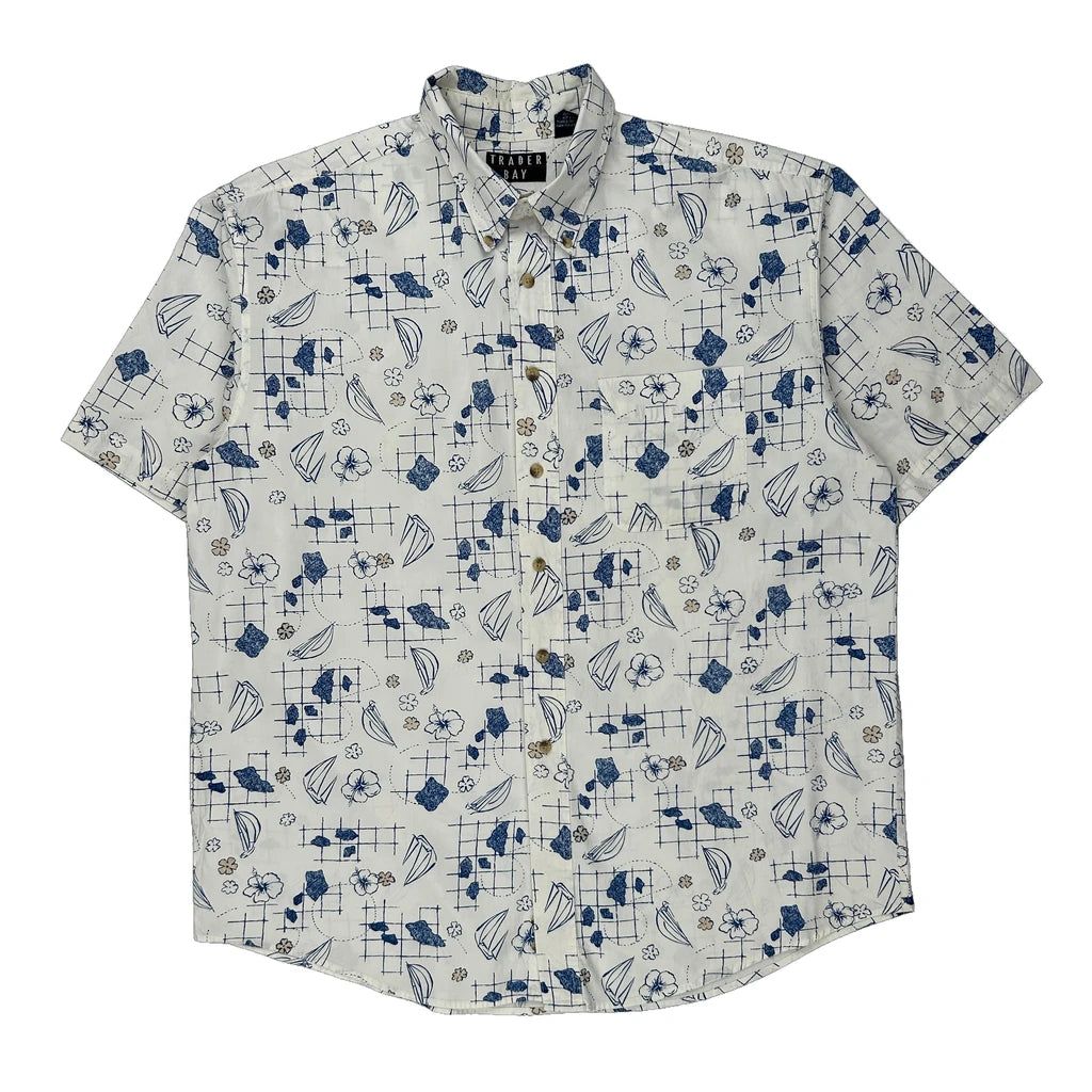 Trader Bay Floral Hawaiian Large Blue Cotton - Adult & Kids T-Shirts, Sweatshirts & Hoodies apparel design preview 1