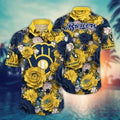 Milwaukee Brewers Bold Blooms Hawaiian - Adult & Kids T-Shirts, Sweatshirts & Hoodies apparel design preview 1