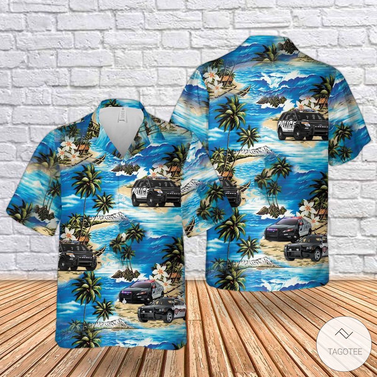 US Police Cars Hawaiian Vibrant Unisex Tropical Style - Adult & Kids T-Shirts, Sweatshirts & Hoodies apparel design preview 1