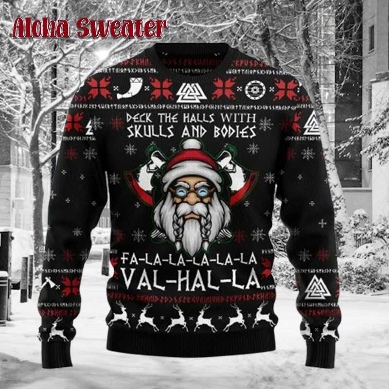 Valhalla Viking Ship Ugly Christmas Sweater - Holiday Gift product image 2