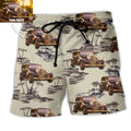 Vintage Car Deserted Island Pattern With Palm Trees - Adult & Kids T-Shirts, Sweatshirts & Hoodies apparel design preview 1