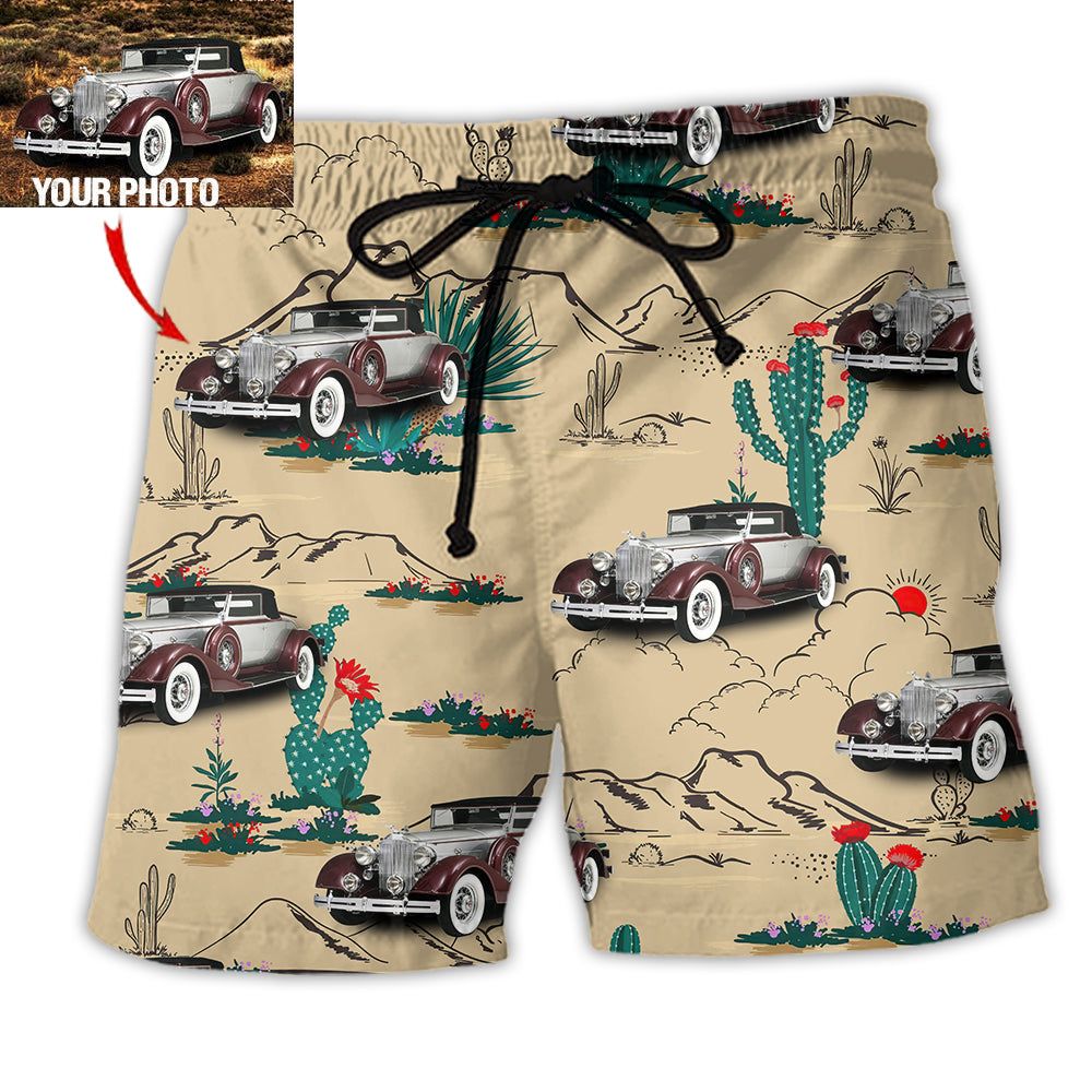 Vintage Car On The Desert Basic Style Custom Photo - Adult & Kids T-Shirts, Sweatshirts & Hoodies apparel design preview 1
