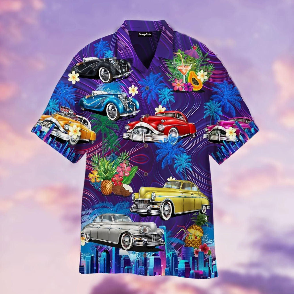 Vintage Hot Rod Car Sunset Beach Trendy Hawaiian For - Adult & Kids T-Shirts, Sweatshirts & Hoodies apparel design preview 1