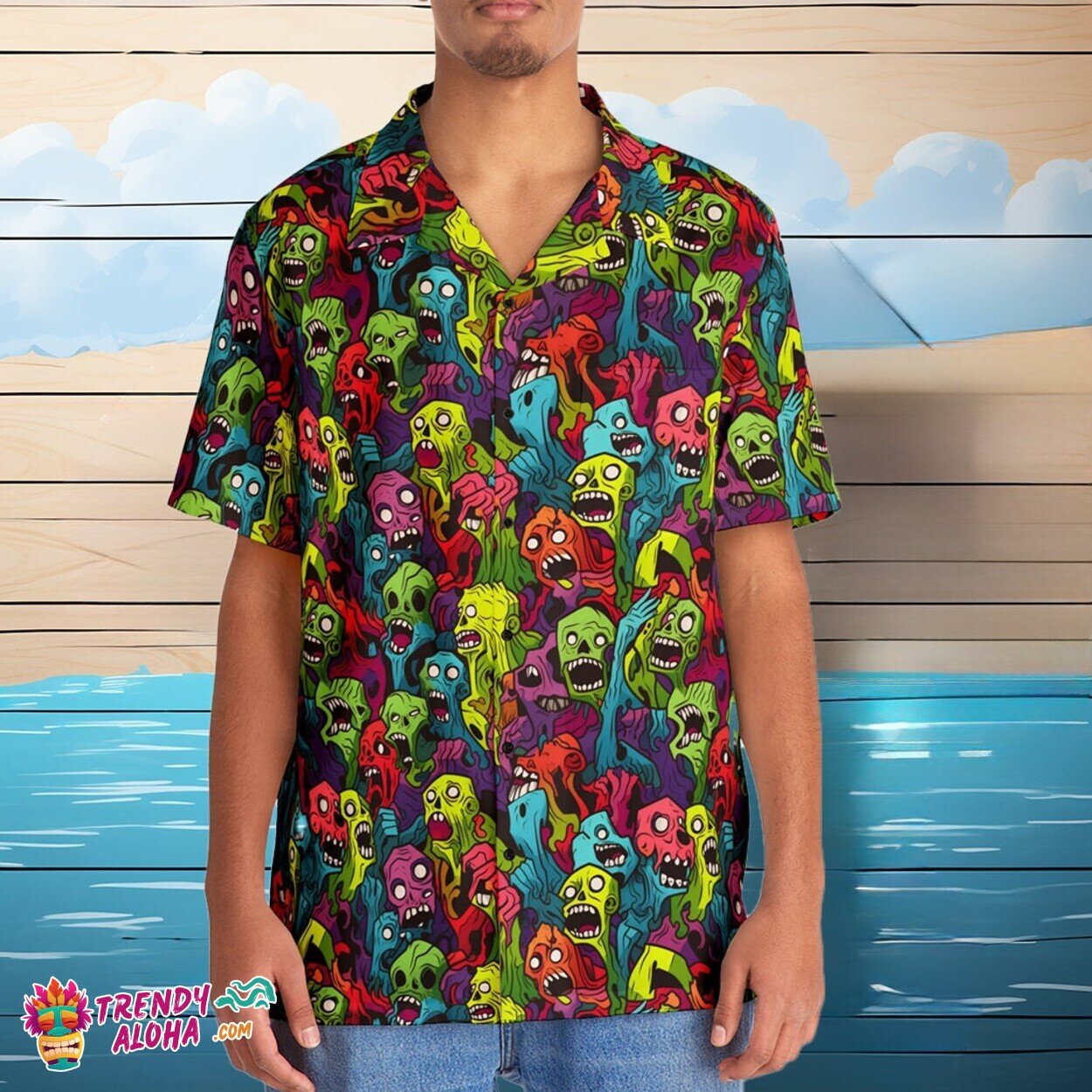 Warhol Inspired Zombie Meltdown Pop Art Hawaiian - Adult & Kids T-Shirts, Sweatshirts & Hoodies apparel design preview 1