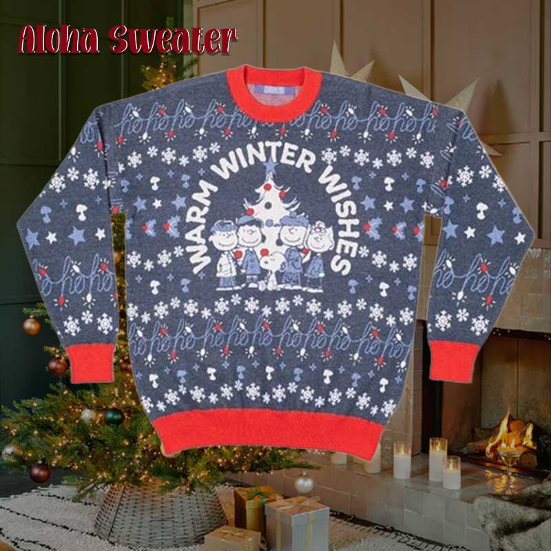 Warm Winter Wishes Snoopy Ugly Christmas Sweater - Holiday Gift product image