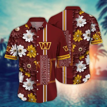 Washington Commanders Floral Stripe Hawaiian - Adult & Kids T-Shirts, Sweatshirts & Hoodies apparel design preview 1