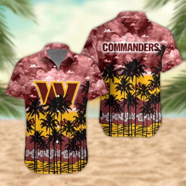 Washington Commanders Palm Trees Sunset Hawaiian - Adult & Kids T-Shirts, Sweatshirts & Hoodies apparel design preview 1