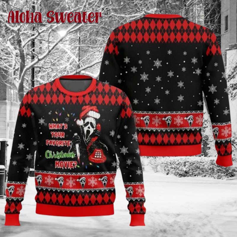 Scream Movie Retro Ghostface Ugly Christmas Sweater - Holiday Gift product image 5