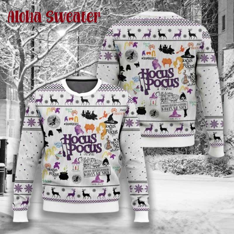 Three Witches Sanderson Sisters Hocus Pocus Ugly Christmas Sweater - Holiday Gift product image 2