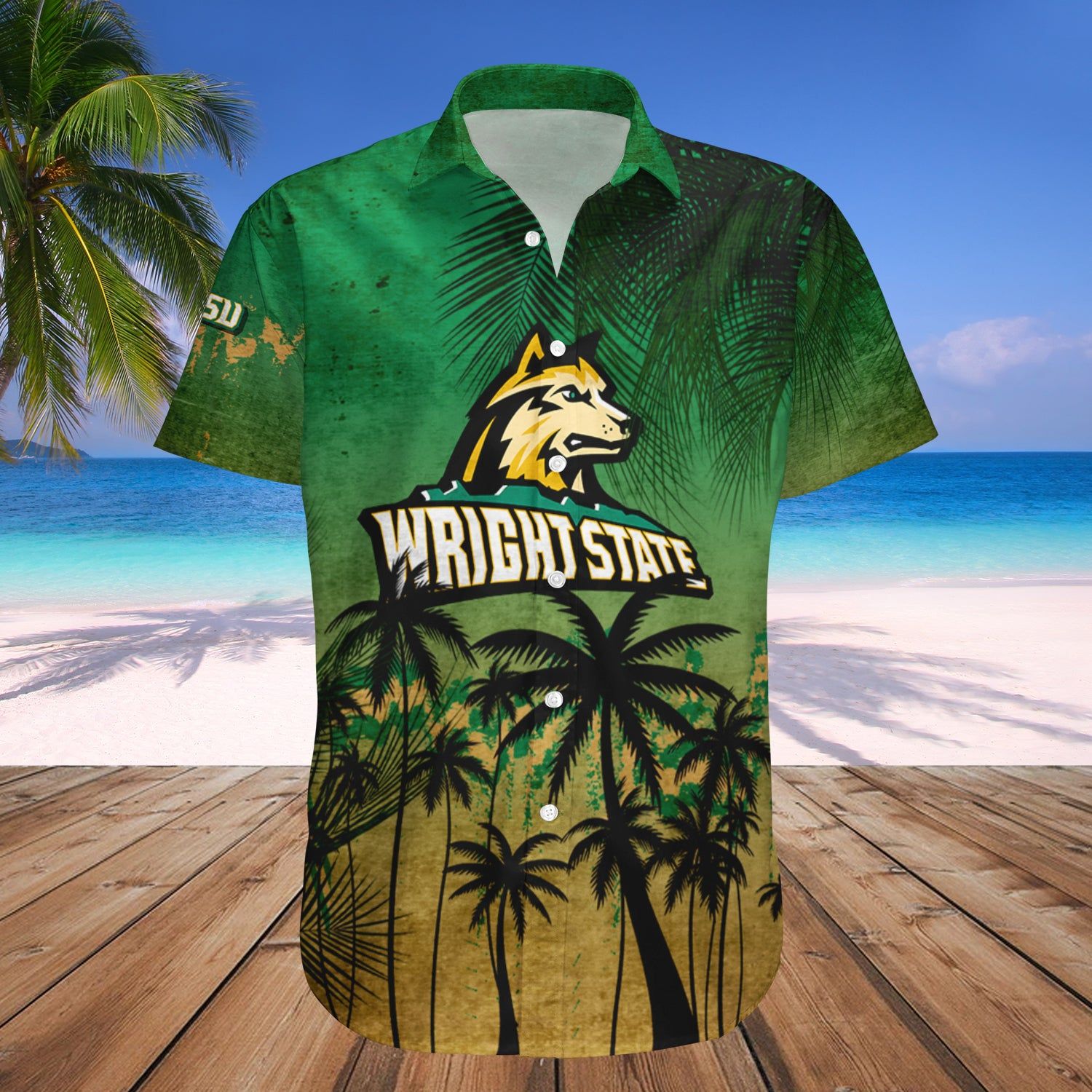 Wright State Raiders Hawaii Set Coconut Tree Tropical - Adult & Kids T-Shirts, Sweatshirts & Hoodies apparel design preview 1