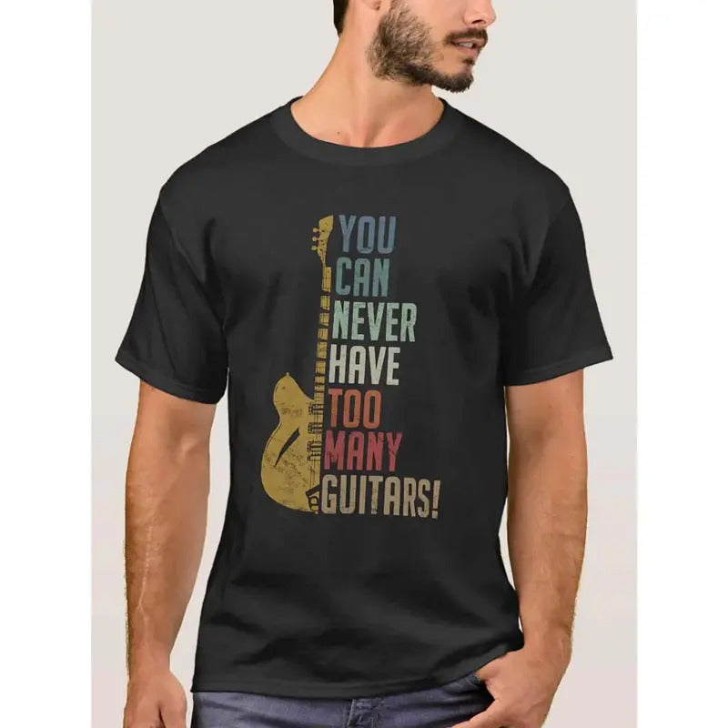 You Can Never Have Too Many Guitars Funny Short Black - Adult & Kids T-Shirts, Sweatshirts & Hoodies apparel design preview 1
