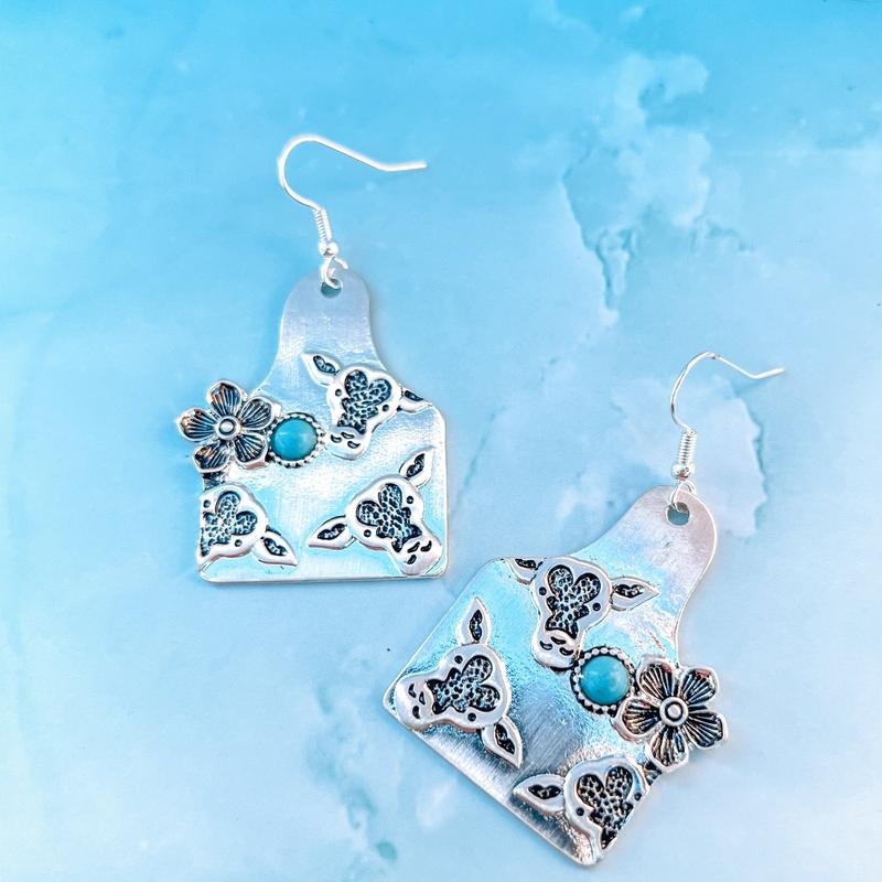 ZCow Tag Cow Flower Earrings - Adult & Kids T-Shirts, Sweatshirts & Hoodies apparel design preview 1