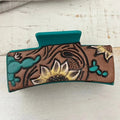 ZzTurquoise Sunflower Cactus Tooled Claw Clip - Adult & Kids T-Shirts, Sweatshirts & Hoodies apparel design preview 1